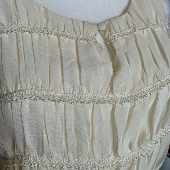 Doe & Rae plaited sheath mini Dress sleeveless cream sz small party - Picture 8 of 12